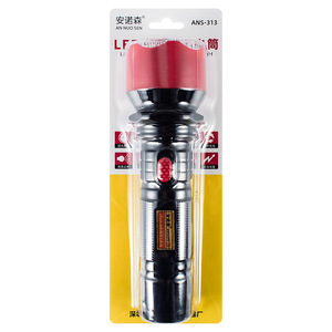 Lampe torche LED Annosen 1W 1000mAh à pression manuelle, étanche, pour camping extérieur et urgences, grande, noire et rouge - Product Image 2