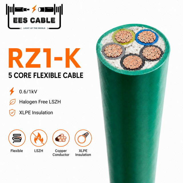 RZ1-K(AS) 0.6/1kV Flexible Copper 5G 16mm2 XLPE Insulated Polyolefin LSZH Jacket Flame Retardant Power Cable