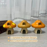 Lampe de table sans fil rechargeable en résine Mushroom House, à commande tactile, intensité réglable, peinte à la main, veilleuse LED artistique créative