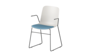 Chaise de bureau roulante sans accoudoirs avec roulettes, chaise de formation à coque en plastique avec siège en tissu