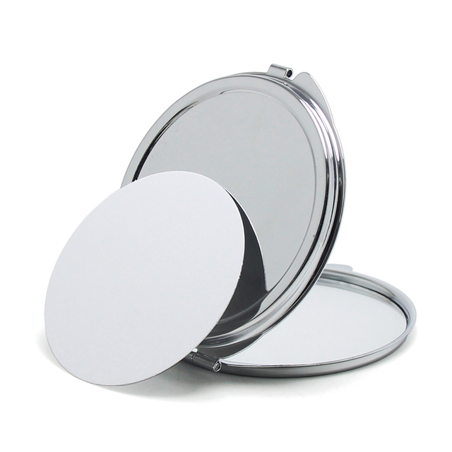 DIY Wedding Normal Magnifying Women Pocket Portable Blank Metal Frame Cosmetic Makeup Stainless Steel Compact Mirror Sublimation