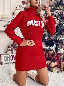 <span class=keywords><strong>Robe</strong></span> <span class=keywords><strong>pull</strong></span> décontractée simple à col montant pour une ambiance festive <span class=keywords><strong>de</strong></span> Noël - Product Image 5