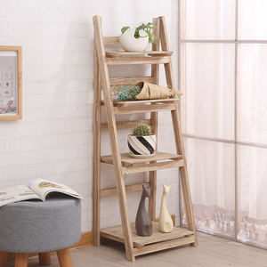 מדפים סולם עץ, מוצק מתלה תצוגת סיר פרח עץ - Product Image 3