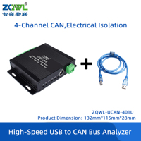 Módulo Convertidor de Bus USB a CAN (FD) Industrial de 4 Canales - Analizador de Protocolos CANopen/J1939/OBD de ZLG