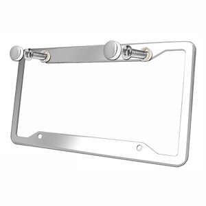Vente chaude universelle avant et arrière en aluminium support de voiture couvre étiquettes cadres de <span class=keywords><strong>plaque</strong></span> d'<span class=keywords><strong>immatriculation</strong></span> en argent - Product Image 1