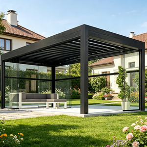 Pergola extérieure pour hôtel-resort, pergola intelligente en aluminium à lames orientables avec éclairage LED pour cour de loisirs - Product Image 1