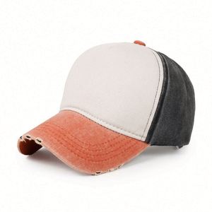 Casquette de baseball sportive unisexe 5 panneaux 100 % coton, design délavé avec trous, protection solaire pour les sports d'été - Product Image 5