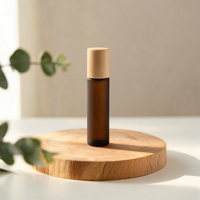 Flacon roll-on en verre avec applicateur de crème et bouchon en bambou, idéal pour le rouge à lèvres, la crème pour les yeux, l'emballage de produits cosmétiques, parfait pour les voyages, la maison et le bureau.