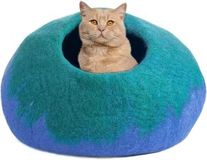 Accesorio de cama para mascotas de fieltro y lana respetuoso con el medio ambiente, <span class=keywords><strong>cueva</strong></span> natural 100%, nido para mascotas, <span class=keywords><strong>casa</strong></span> para gatos - Product Image 2