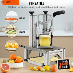 Cortador <span class=keywords><strong>de</strong></span> patatas <span class=keywords><strong>fritas</strong></span> comercial con 4 cuchillas <span class=keywords><strong>de</strong></span> repuesto Easy Dicer Chopper para patatas <span class=keywords><strong>fritas</strong></span> con bandeja y mango - Product Image 3