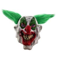 Vente en gros de masque de clown en silicone latex pour adultes pour fête d'halloween Cheveux verts amusants et crocs à grande bouche Caractéristiques réalistes