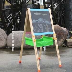 Bảng vẽ bằng gỗ hai mặt cho trẻ mới biết đi Giá vẽ của trẻ em với bảng đen đầy màu sắc Doodle Đồ chơi Quà Tặng nghệ thuật - Product Image 5