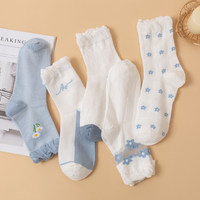 Fleur Broderie Qualité Chaussettes Transparent Bleu Blanc Fleur Chaussettes Curling Été Respirant Chaussettes