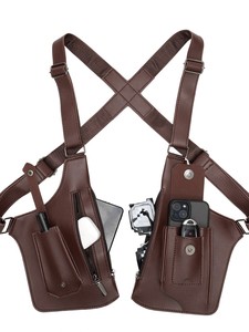 مخصص شعار منقوش خمر للماء بو بندقية فائدة سترة مكافحة السرقة Crossbody حبال الجلود تسخير حقيبة الخصر - Product Image 1