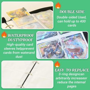 Tùy chỉnh thiết kế 400 Túi kinh doanh thẻ chất kết dính PU da <span class=keywords><strong>4</strong></span>-Pocket bóng đá thẻ tài liệu Vòng chất kết dính với thư mục Túi chủ - Product Image 3