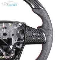 Volante de fibra de carbono para Mazda 3, parte superior a rayas, fondo plano