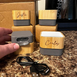 רמקול במבוק אלחוטי ידידותי לסביבה עם לוגו בהתאמה אישית, עיצוב חדש, 3W, תאורת RGB, מיני נייד, רמקולי בלוטות' עם לוגו - Product Image 4