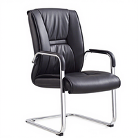 Chaise de bureau ergonomique pivotante à dossier haut - Chaise de conférence et de direction en cuir noir avec accoudoirs en cuir Western Arch