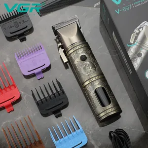 VGR V-697 New Design Metal Cordless Hair Trimmer Professional Rechargeable Barber Hair Clipper For Men
