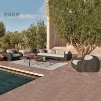 Ensemble de salon de jardin en aluminium et corde pour l'extérieur, comprenant un canapé deux places et un canapé de patio