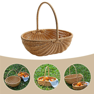 Foldable Fruit <strong>Basket</strong> Food Organizer Handle Plastic <strong>Large</strong> Outdoor Cooler Rattan Laundry Small Shopping Square <strong>Storage</strong> - Product Image 3