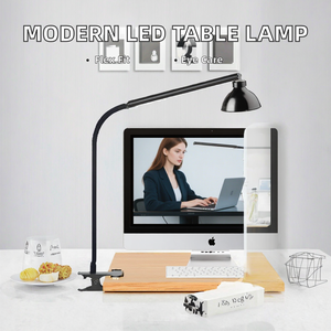 مصباح طاولة جانبي حديث بتصميم بسيط مع إضاءة LED قابلة للتعديل ومرنة من سبائك الألومنيوم، مع غطاء مربع، يعمل بالتيار المستمر، مثالي للقراءة - Product Image 2