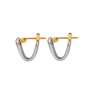 <b>Stud</b> Earrings U Shape Geometric <b>Titanium</b> Steel Metallic Minimalist Fashion Jewelry For Women - Product Image 5