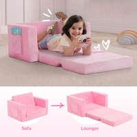 Möbel Kinder spielen Couch Kinder Schaum ausklappbare Couch 2-in-1 Cabrio Kinder sofa mit weichem Plüsch Stoff Spiel couch Kinder