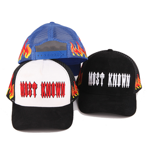 Tùy Chỉnh 3D Thêu Logo Da Lộn Trucker Hat Mũ Thiết Kế Của Riêng Bạn Lửa Lưới Thêu Trucker Mũ - Product Image 2