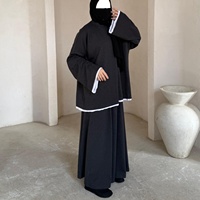Ensemble coordonné personnalisé 100% coton avec jupe, robe modeste pour femmes musulmanes, taille plus, vente en gros, 2 pièces, abaya d'hiver et d'automne