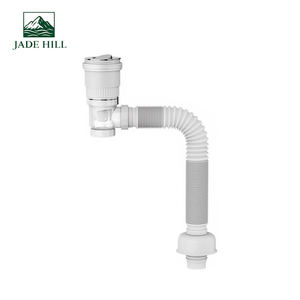 Ensemble de tuyaux de vidange de lavabo chromé moderne, durable et écologique avec siphon de trop-plein, tuyau de drainage horizontal pour salle de bain - Product Image 1