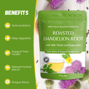 Chá de ervas OEM para limpar e digerir chá orgânico <span class=keywords><strong>Roasted</strong></span> <span class=keywords><strong>Dandelion</strong></span> <span class=keywords><strong>Root</strong></span> com cardo de leite e hortelã - Product Image 5