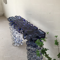 Épissage blocs de construction acrylique entrée Foyer Table dégradé lumière luxe fin vue Table