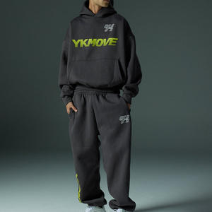 Conjunto Deportivo Informal de Felpa Gruesa de Primera Calidad con Estampado Personalizado, Sudadera con Capucha y Pantalones Jogger de Corte Regular, Conjunto de 2 Piezas - Product Image 3