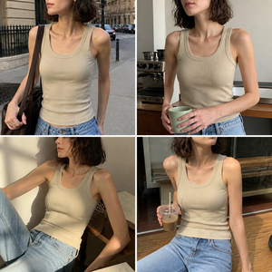 Top da <span class=keywords><strong>Donna</strong></span> con Spalline <span class=keywords><strong>Larghe</strong></span>, Design Racerback, in Tessuto Costolato Morbido ed Elastico, Lyocell Modal Spandex, Scollo Quadrato - Product Image 3