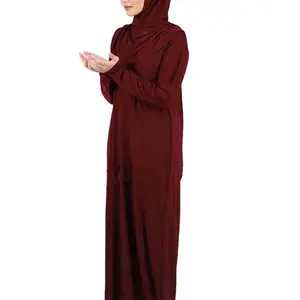Abaya hoodie susu sutra ringan warna polos gaun ukuran bebas bernapas jahitan untuk jubah wanita Muslim