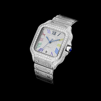 Montre mécanique de luxe carrée avec logo personnalisé, entièrement sertie de diamants Moissanite pour homme, Reloj Para Hombre Brillante, Montre Homme