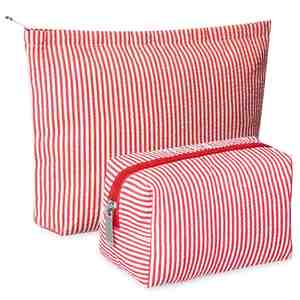 2 Pcs Makeup Bag Set <b>Cute</b> Cosmetic Pouch for Women Seersucker Travel Toiletry Bag Preppy Small Makeup <b>Purse</b> Pouch - Product Image 2