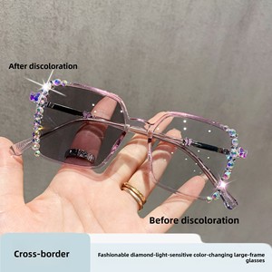 <span class=keywords><strong>Occhiali</strong></span> da <span class=keywords><strong>Donna</strong></span> Quadrati di Lusso con Diamanti, Lenti Fotocromatiche, Montatura Anti-<span class=keywords><strong>Luce</strong></span> <span class=keywords><strong>Blu</strong></span>, Stile Europeo e Americano - Product Image 2