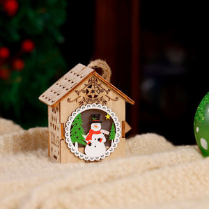 Shuangyuan การตกแต่งคริสมาสต์บ้านแสงไม้ชนบทกระท่อมไม้บ้านตุ๊กตาหิมะ3D ขนาดเล็กแขวนสำหรับตกแต่งวันหยุด - Product Image 5