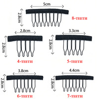 Peignes et pinces à perruque en acier inoxydable personnalisés, vente en gros, 5/6/7 dents, accessoire pour extensions de cheveux humains Lace Front, outil très demandé