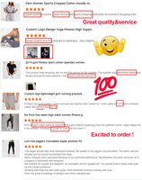 Vente en gros de sweat-shirt de sport pour femme, haut court, uni, fermeture éclair, 1/2