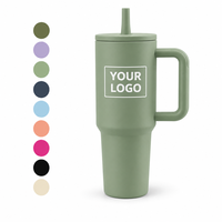 Bouteilles d'eau portables en plastique de 40 oz, gourdes de sport en PC, gobelets de voyage personnalisables en gros, thermos avec poignée et paille