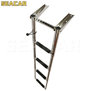 Seacar 4-Step Stainless Steel Boat Ladder With Handrails For <b>Yacht</b> Deck Access - Product Image 3