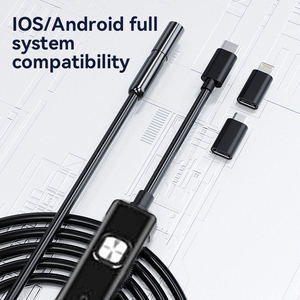 กล้องเอนโดสโคป 1080p HD บันทึกวิดีโอได้ ไฟ LED ปรับได้ 8 ดวง สายงูกึ่งแข็งยาว 16.4 ฟุต IP67 กันน้ำ มองเห็นในเวลากลางคืน รองรับ <span class=keywords><strong>IOS</strong></span> - Product Image 1