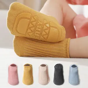 Детские дышащие хлопковые милые удобные короткие однотонные Нескользящие повседневные трикотажные носки для малышей
