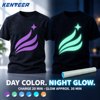 Rouleau de vinyle thermocollant Kenteer en silicone phosphorescent, film en caoutchouc silicone HTV lumineux à repasser pour T-shirt DIY