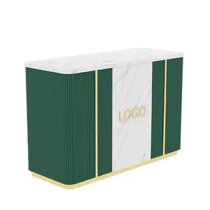 Small cashier counter factory cheap luxury company restaurant front desk curved LED spa salon reception desk