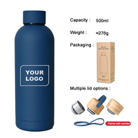 Bouteilles en métal de sport de gymnastique réutilisables de 500ml avec logo de couleur personnalisé flacons à vide en acier inoxydable bouteille d'eau potable