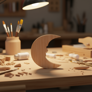 Base in Legno a Forma di Luna Ilan 20cm Spessore 5mm per Progetti Artigianali - Product Image 3